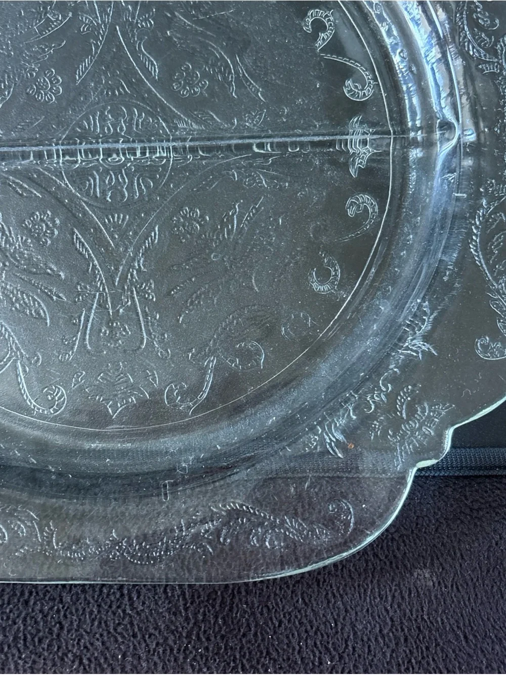 Clear Embossed Glass Serving Platter - Elegant Clear Design
